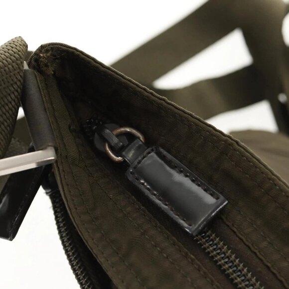 PRADA Pouch Shoulder Bag Nylon Khaki Silver Auth am9274V - Picture 10 of 16